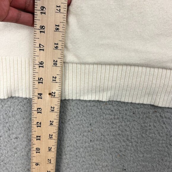 Cable & Gauge Cowl Neck Athletic Sweater Womens XS White Ivory Long Sleeve - Picture 2 of 7